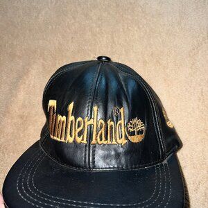Timberland Vintage‎ Black Leather Cap Regulated Hat Made in USA